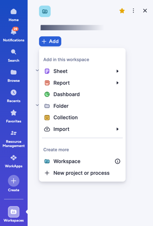 Add item to workspace