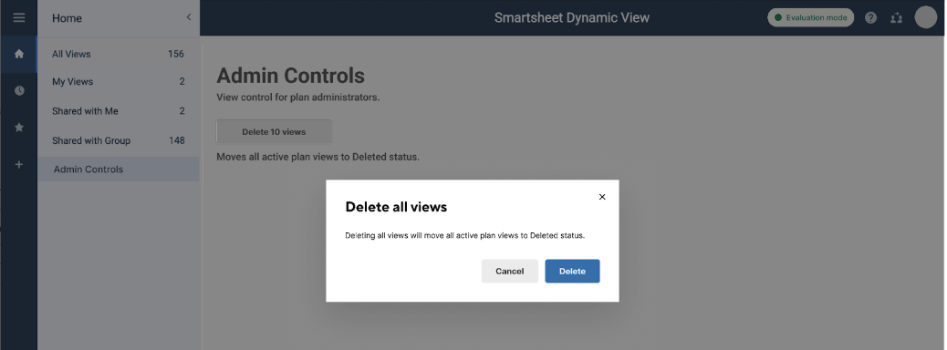 Delete All Views option in Dynamic View