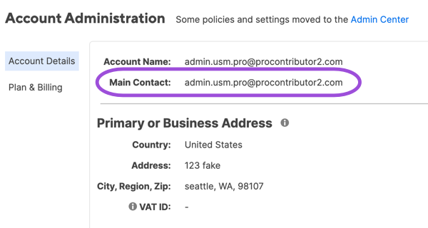 Look at the main contact in the Account Details tab