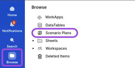 Scenario planning via browse