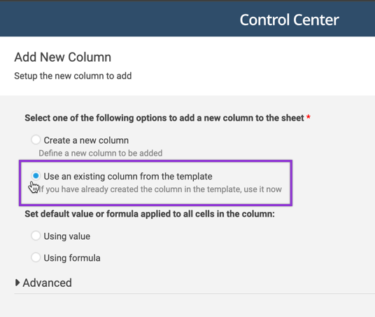 Use an existing column global update