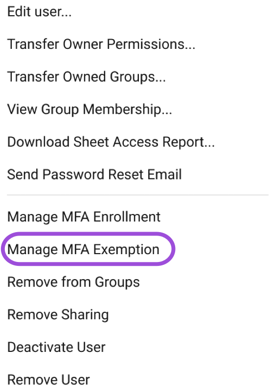 Manage MFA exemption for a specific user in Admin Center