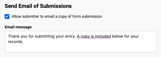 Send email of submission settings forms