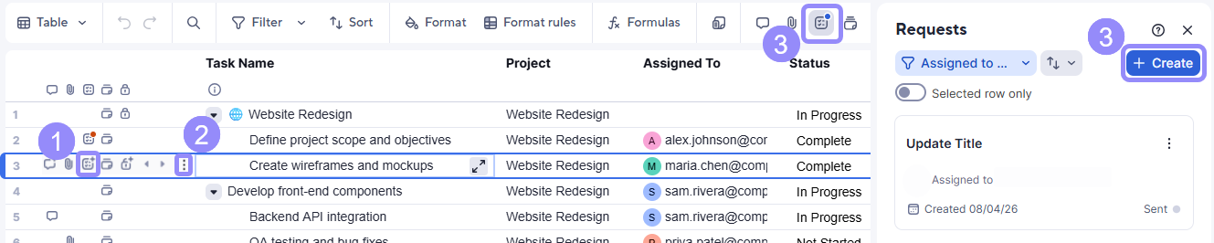 Create requests entry points