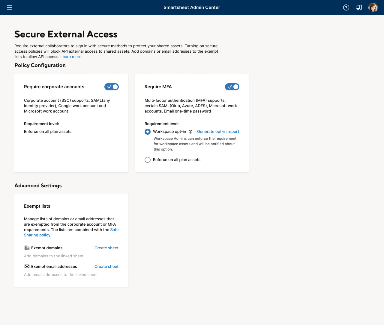 Secure External Access page
