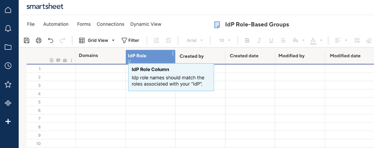 IdP managed access sheet in Smartsheet app