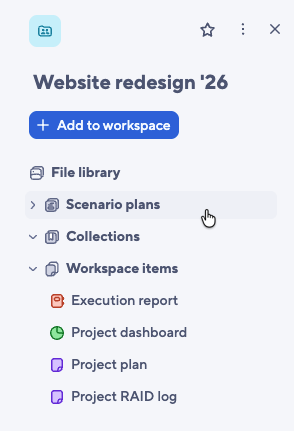 From workspace panel SP overview