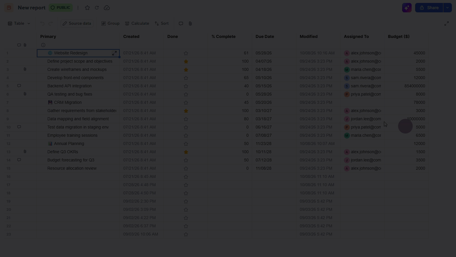 Add a filter to a table view report flow