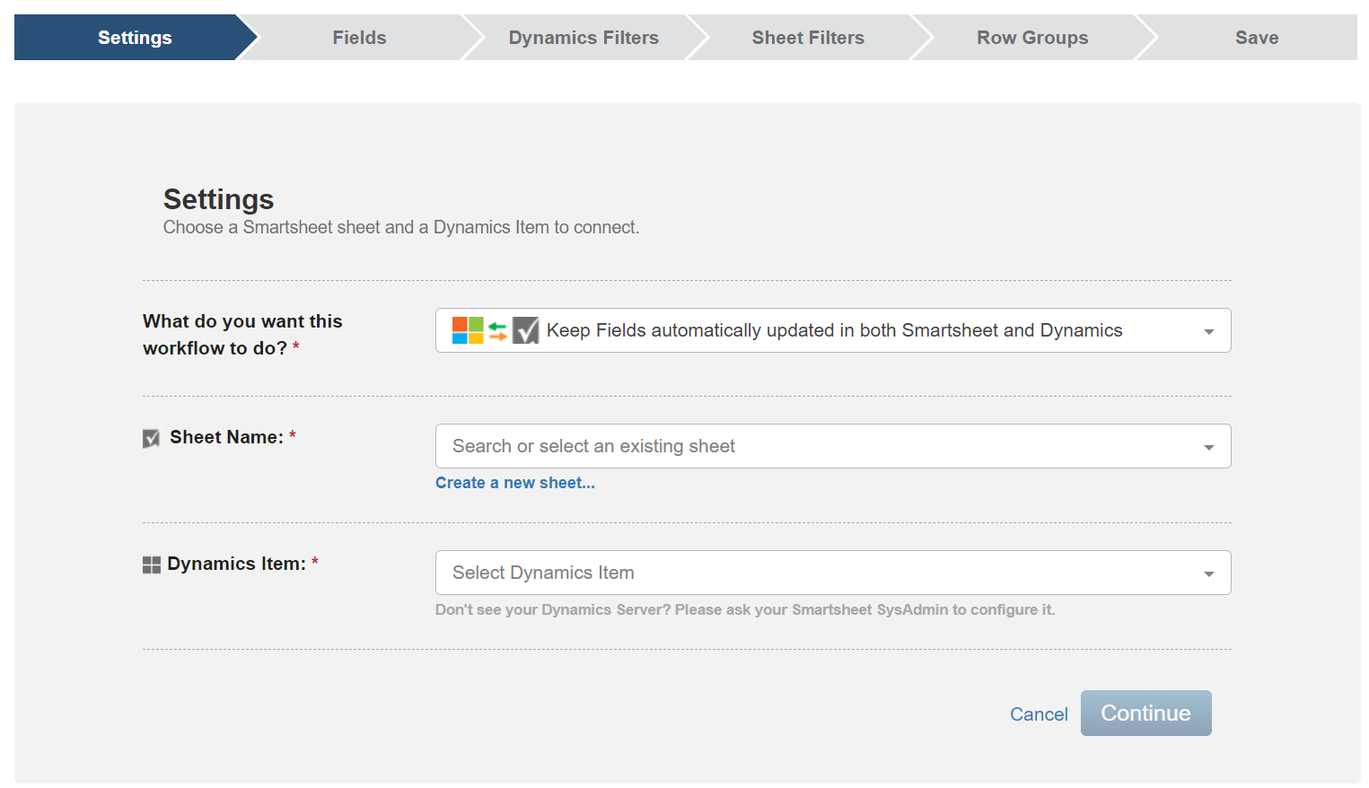 Microsoft Dynamics workflow wizard