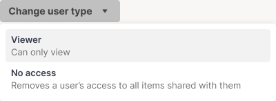 Change user type dropdown - available after you select the check box next to the users you want to bulk change