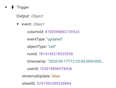 Example Smartsheet run time