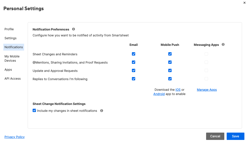 configure notification settings