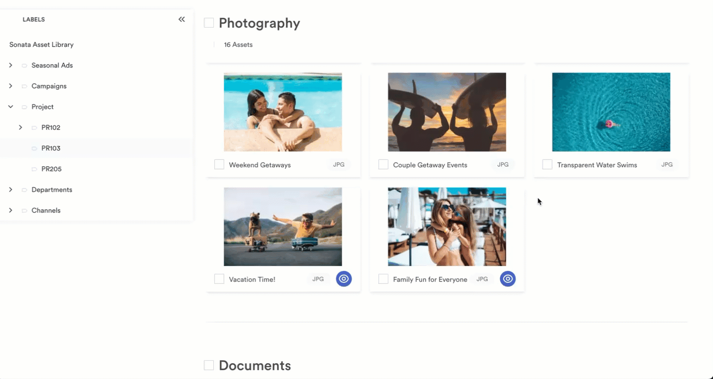 adding and removing assets from labels