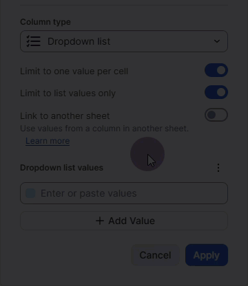 Paste multiple values in list