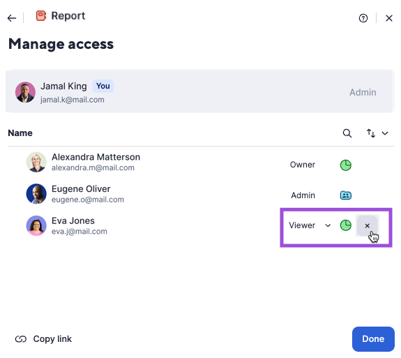 Manage access report