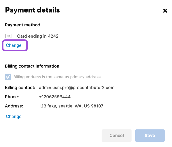 Change the payment method