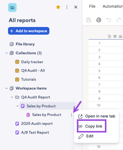 Share form from workspace