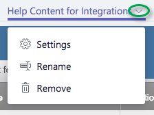 Help Content for Integrations down arrow