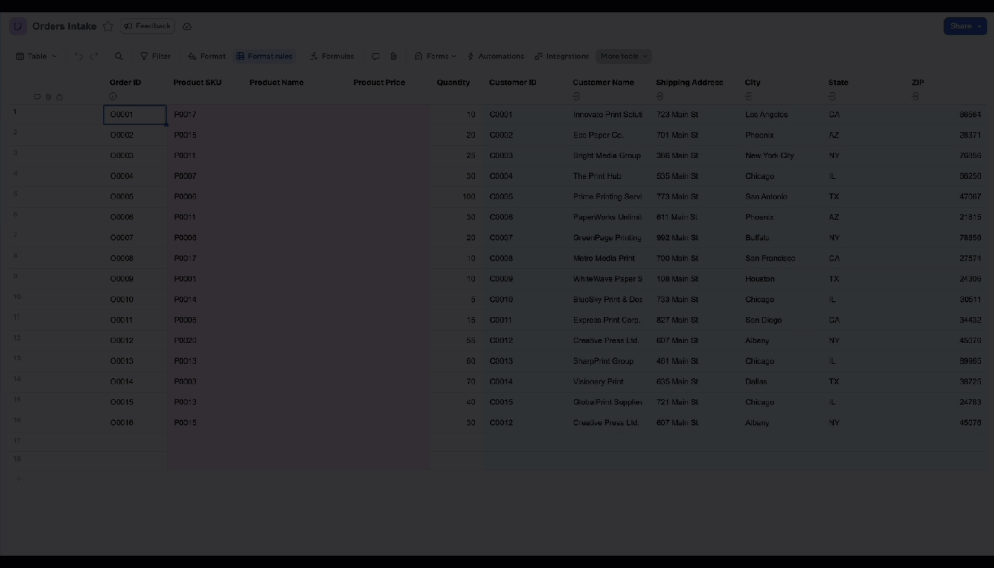 Steps to create a column link configuration