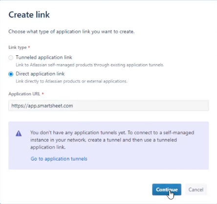 Create a new application link