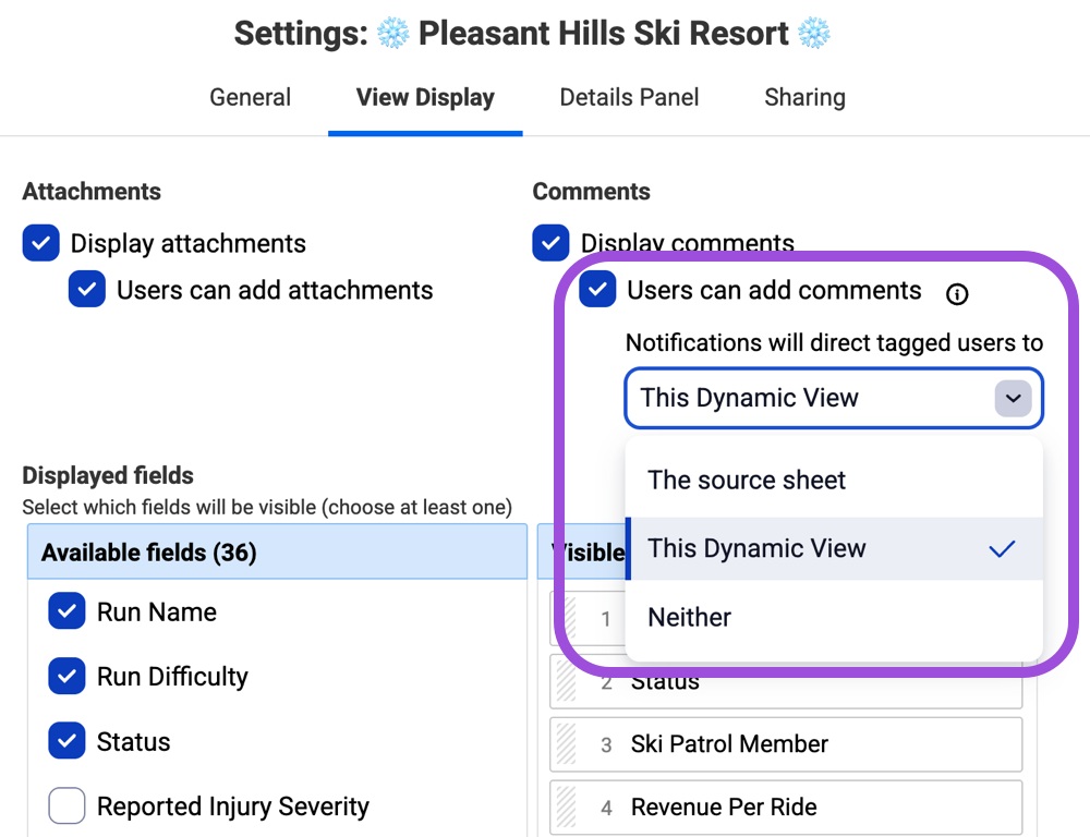 Choose whether tagged users receive a notification and where it directs them