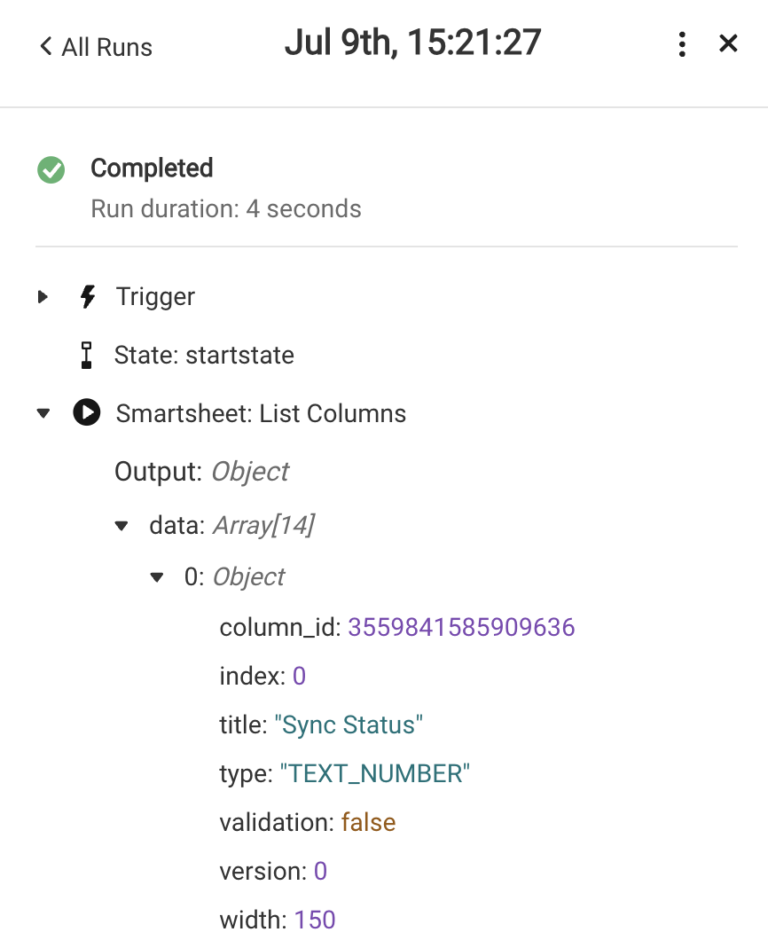 bridge workflow for column IDs