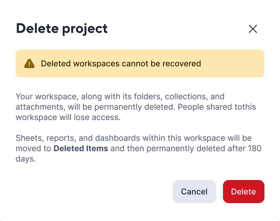 Delete a project in a portfolio | Smartsheet Learning Center
