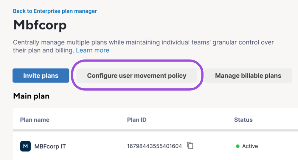 Configure user movement policy
