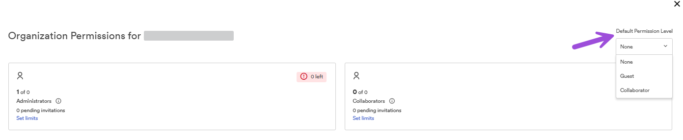 Organization level > Settings > Manage Users.