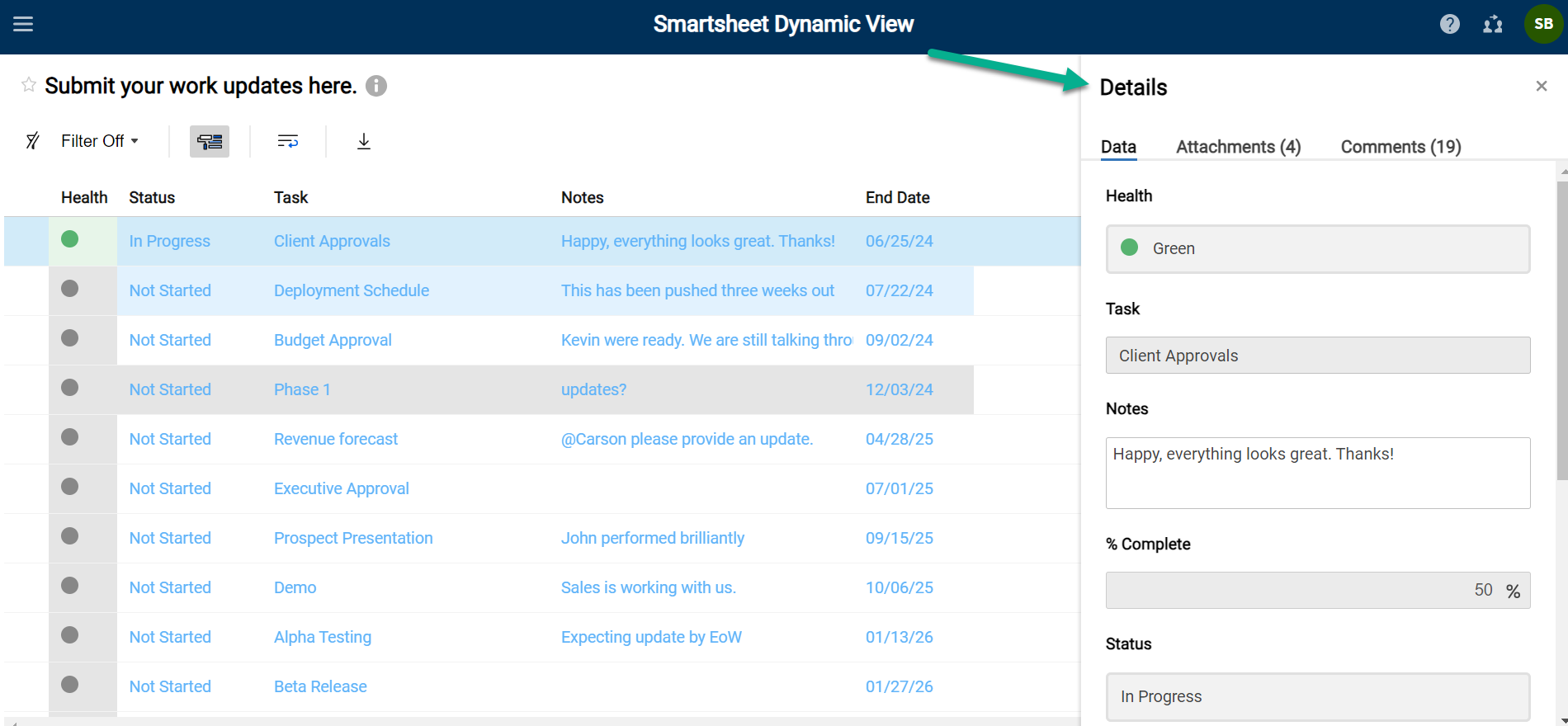 Dynamic View Details panel