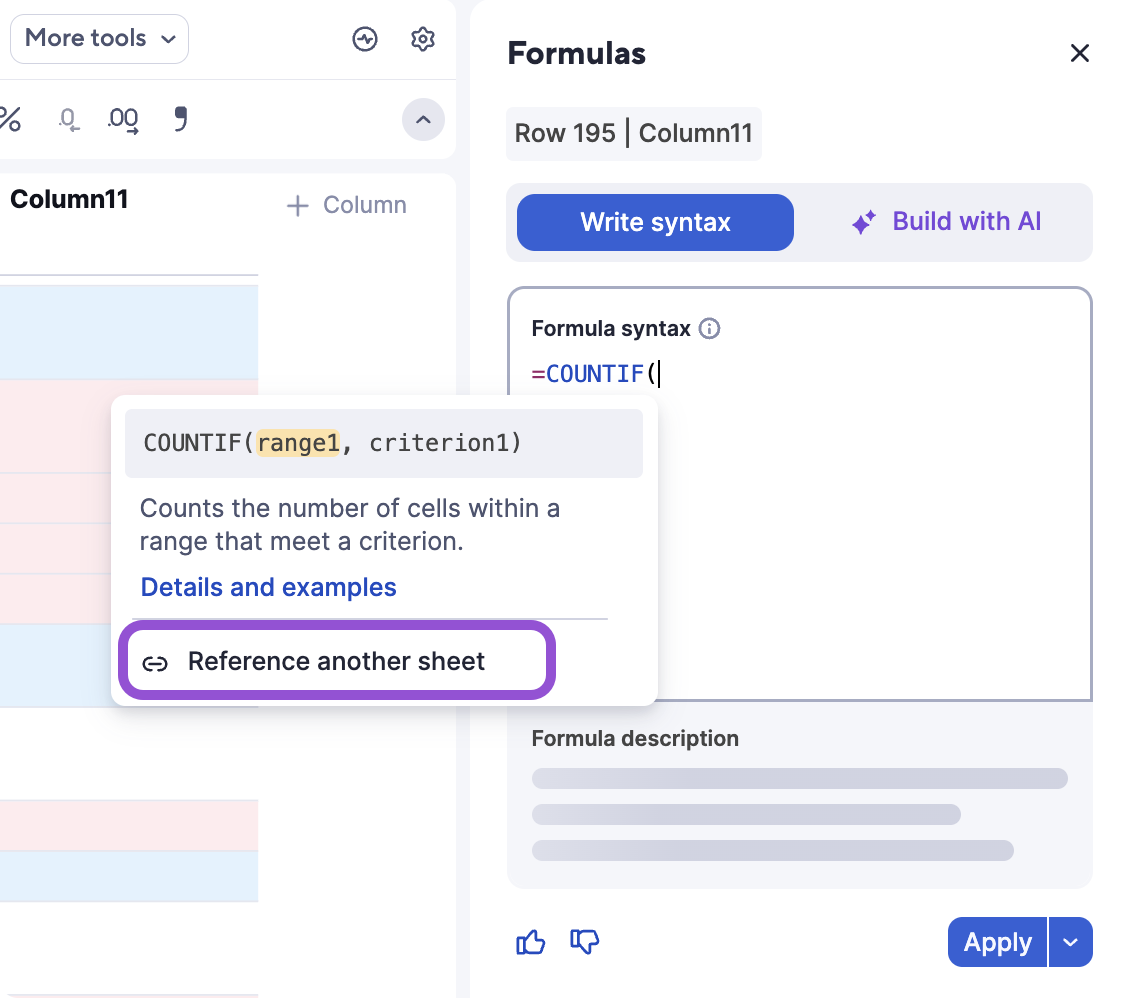 reference another sheet in table view formulas