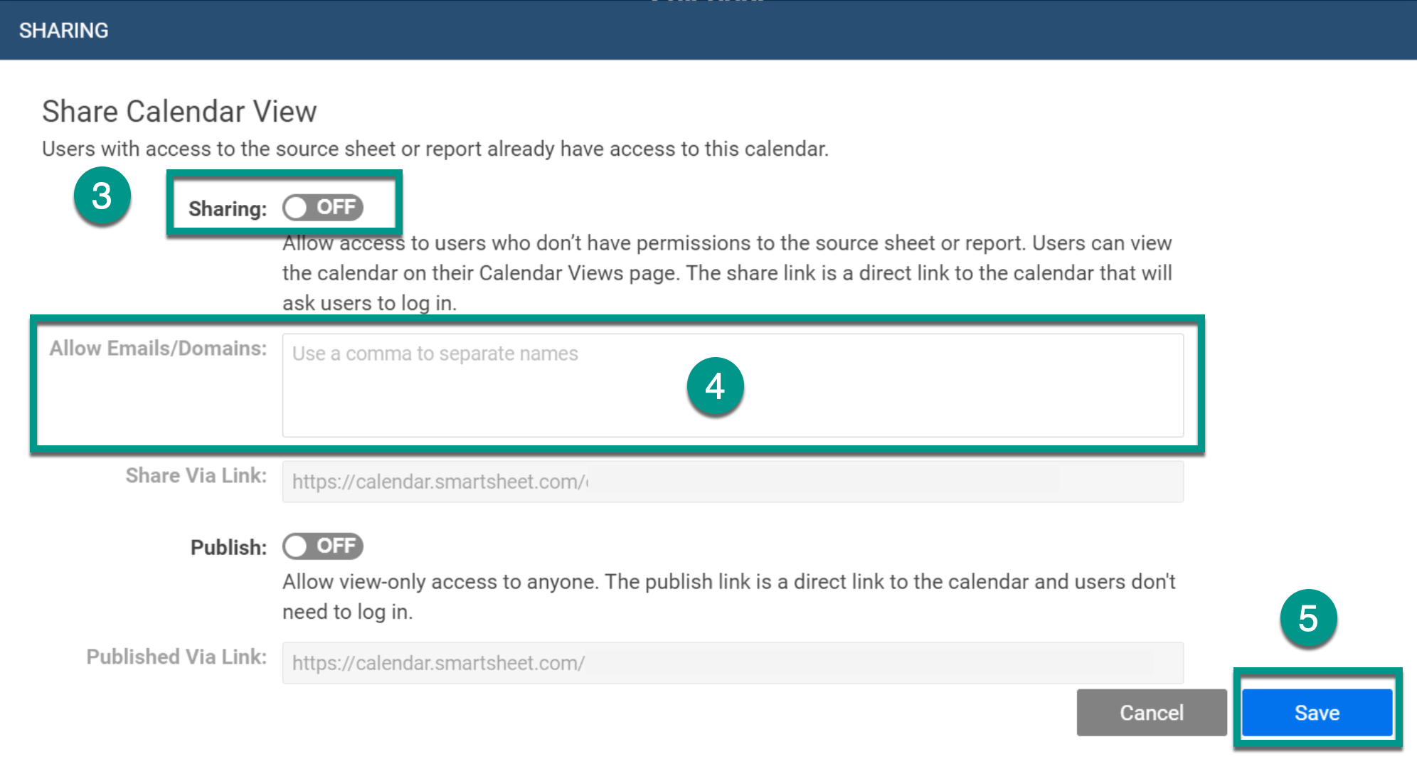 Make changes to an existing calendar in your Calendar App Smartsheet