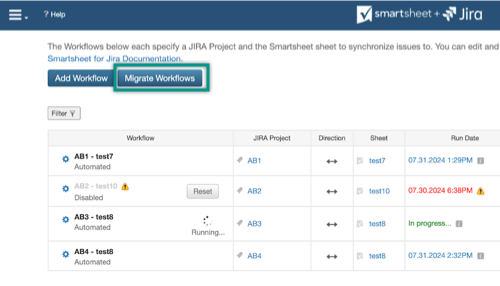 Migrate Workflows button in the Jira Admin Dashboard