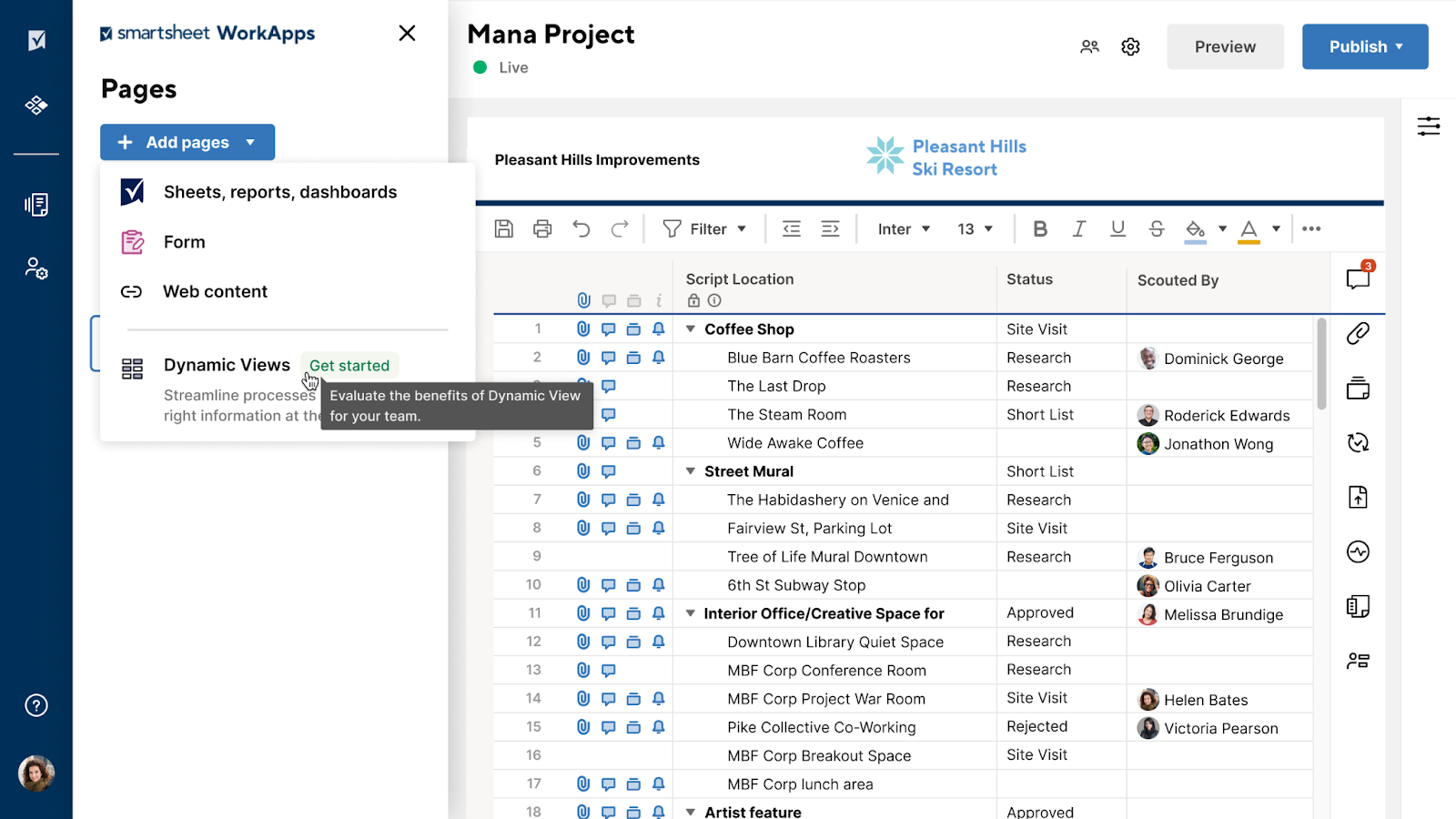 Dynamic View from WorkApp