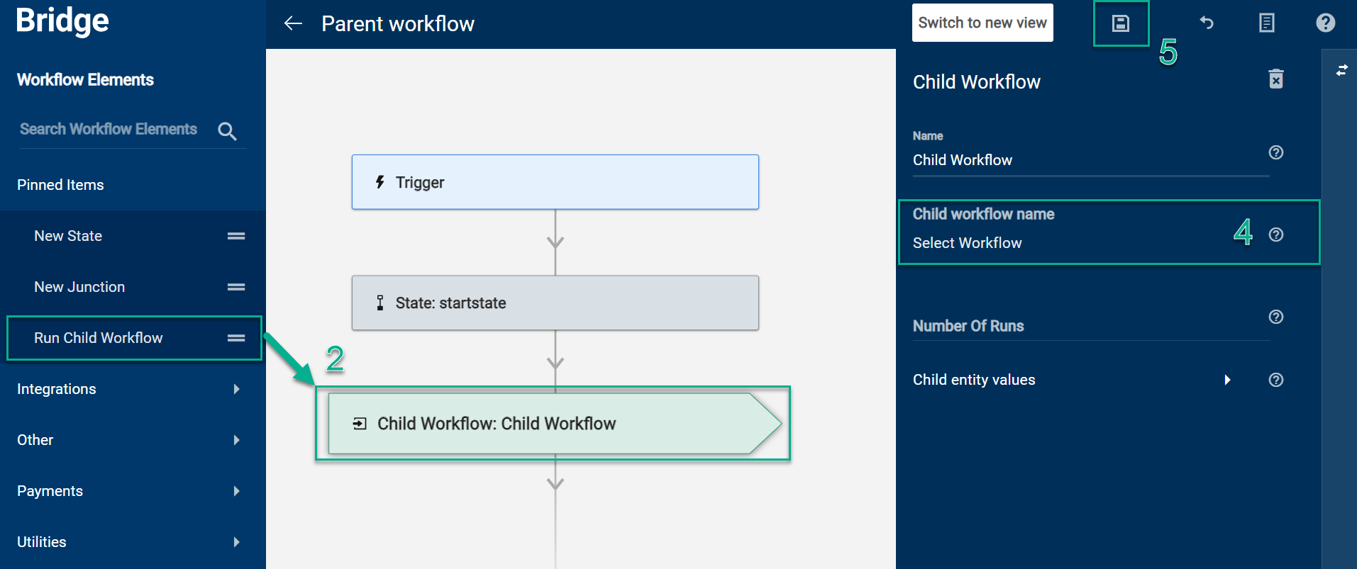 Create child workflow