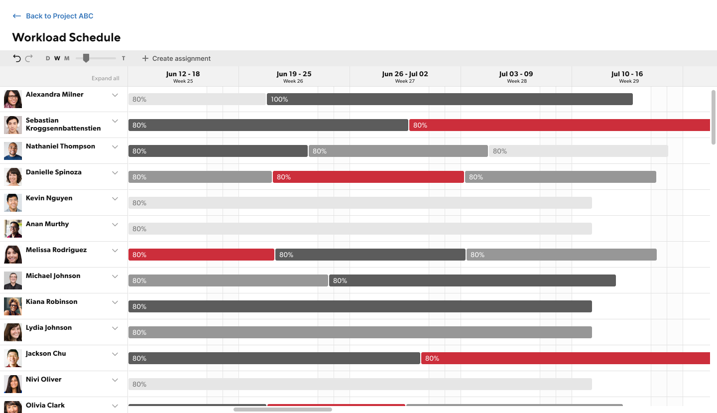 schedule view on resource management