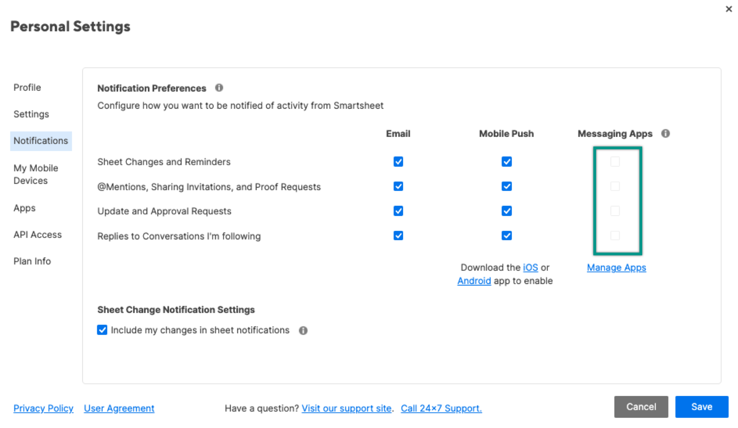 Unsubscribe from alerts or requests in the Smartsheet app