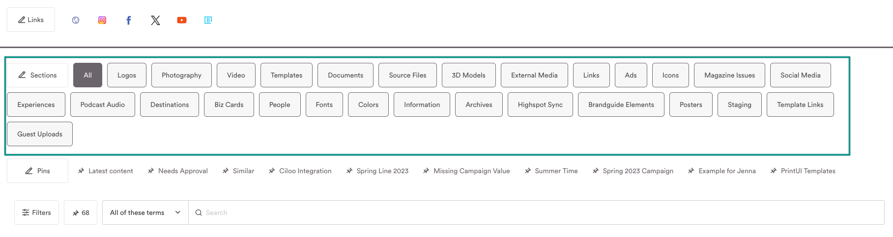 Brandfolder sections highlighted.