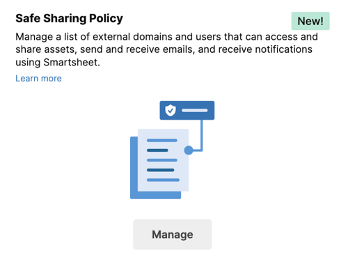 Safe sharing policy card in Admin Center