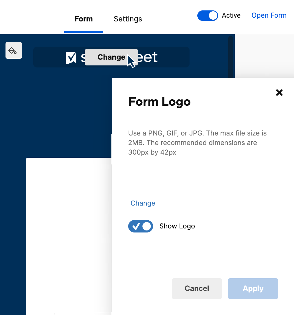 change logo forms