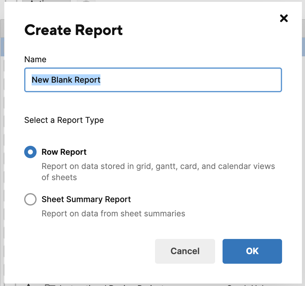 Create a new report screen