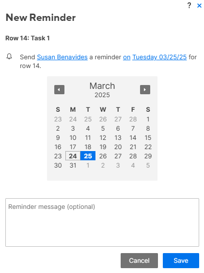 row level reminder