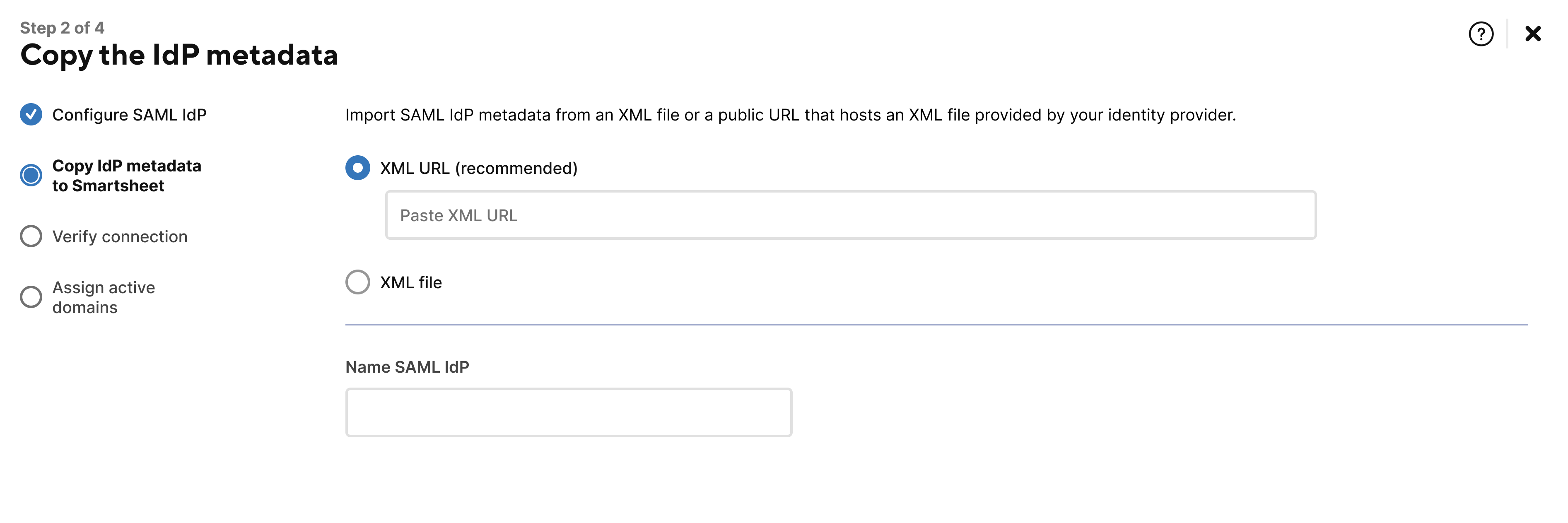 Copy IdP metadata for the custom SAML setup