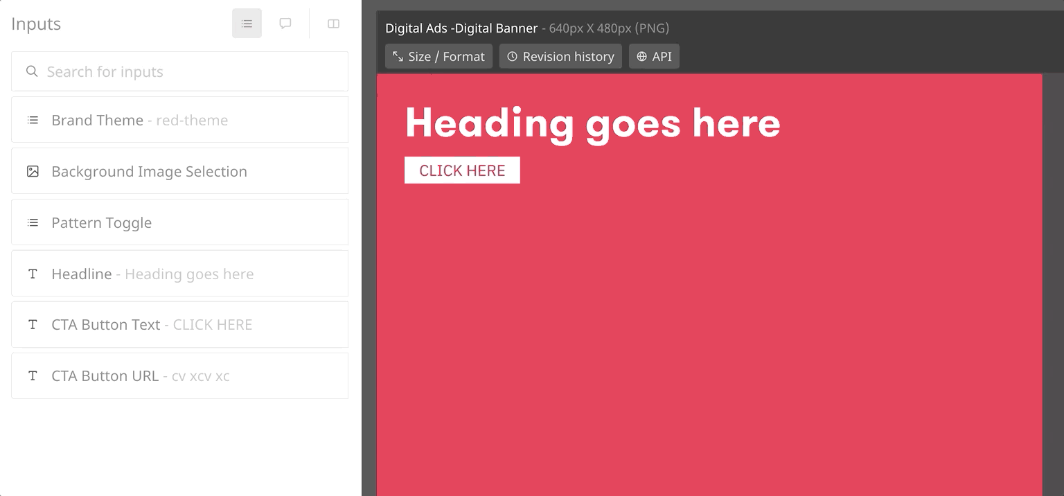 Inputs for documents in content automation