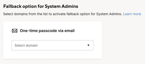 Set up a fallback login option for System Admins on your domains