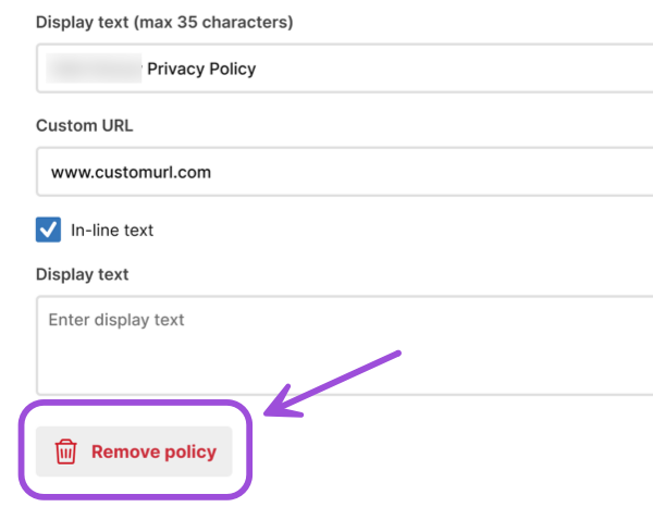Remove custom privacy policy
