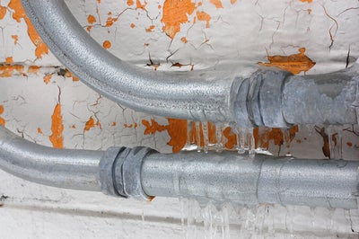 A frozen pipe due to a poorly insulated home. This can also cause foundation damage