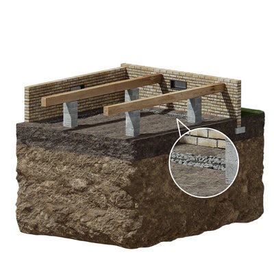 diagram of installed crawl space drainage