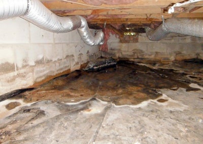 A dirty crawl space.