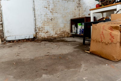 A basement with personal belongings ruined, mold growth, musty smells and many more problems